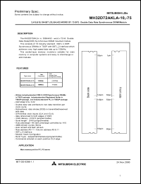 MH16D72AKLA-75 datasheet: 2415919104-bit (33554432-word by 72-bit) double date rate synchronous  dynamic RAM MH16D72AKLA-75