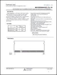 MH16D64AKQC-10 datasheet: 1073741824-bit (16777216-word by 64-bit) double date rate synchronous  dynamic RAM MH16D64AKQC-10