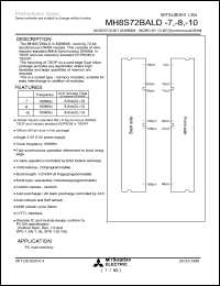 MH8S72BALD-8 datasheet: 603979776-bit (8388608-word by 72-bit) synchronous  dynamic RAM MH8S72BALD-8