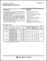 M5M5V408BRT-70H datasheet: 4194304-bit (524288-word by 8-bit) CMOS static SRAM M5M5V408BRT-70H