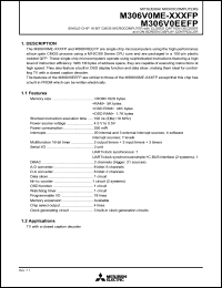 M306V0ME-XXXFS datasheet: Single-chip 16-bit CMOS microcomputer with closed caption decoder & ON-screen display controller M306V0ME-XXXFS