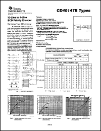 CD40147BPWR datasheet:  10-LINE TO 4-LINE BCD PRIORITY ENCODER CD40147BPWR