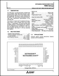 M37640E8FP datasheet: Single-chip 8-bit CMOS microcomputer M37640E8FP