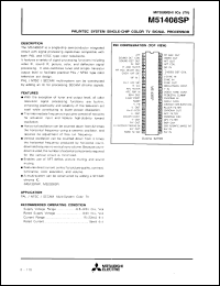 M51408SP datasheet: PAL/NTSC system single-chip color TV signal processor M51408SP