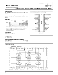 M52738P datasheet: 3-channel video preamplification with OSD mixing, retrace blanking M52738P