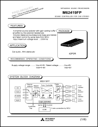 M62419FP datasheet: Sound controller for car stereo M62419FP