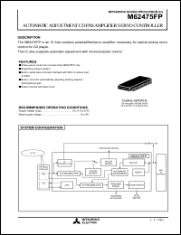 M62475FP datasheet: Automatic adjustment CD preamplifier servo controller for TV M62475FP