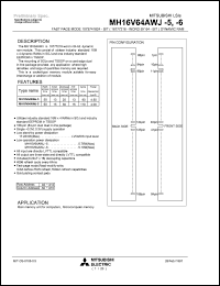 MH16V64AWJ-5 datasheet: Fast page mode 1073741824 (16,777,216- word by 64-bit) dynamic RAM MH16V64AWJ-5