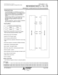 MH4S64CWZTJ-15 datasheet: 268435456 (4194304- word by 64-bit) dynamic RAM MH4S64CWZTJ-15