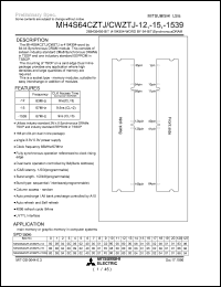 MH4S64CZTJ-15 datasheet: 268435456 (4194304- word by 64-bit) dynamic RAM MH4S64CZTJ-15