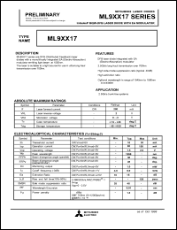 ML9XX17 datasheet: AIGaAs MQW-DFB with EA modulator laser diode ML9XX17
