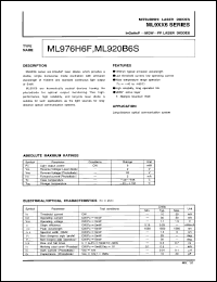 ML920B6S datasheet: AIGaAs MQW-FP laser diode ML920B6S