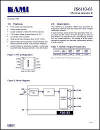 FS6183-03 datasheet: 1 PLL clock generator IC FS6183-03