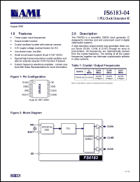 FS6183-04 datasheet: 1 PLL clock generator IC FS6183-04