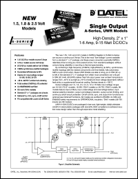 UWR-2.5/6000-D12A datasheet: 2.5V  9-15W, single output DC/DC converter UWR-2.5/6000-D12A