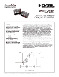 UST-15/200-D12 datasheet: 15V  3W, single output DC/DC converter UST-15/200-D12