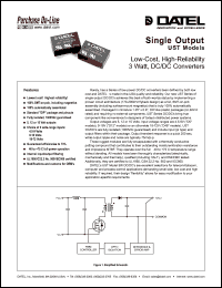UST-5/500-D5 datasheet: 5V  3W, single output DC/DC converter UST-5/500-D5