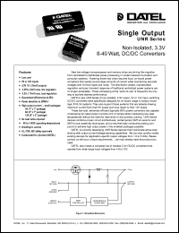 UNR-3.3/2500-D12 datasheet: 3.3V  Non-isolated, 8-40W, single output DC/DC converter UNR-3.3/2500-D12
