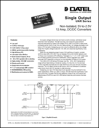 UNR-2.5/12-D5 datasheet: 2.5V Non-isolated, 30W, single output DC/DC converter UNR-2.5/12-D5