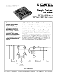 UHP-3.3/30-D48S datasheet: 3.3V 30A, single output DC/DC converter UHP-3.3/30-D48S