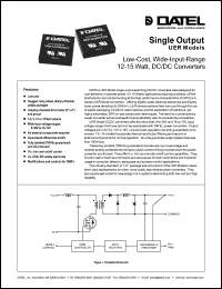 UER-15/1000-D48 datasheet: 15V 12-15W, single output DC/DC converter UER-15/1000-D48