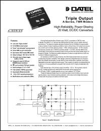 TWR-5/3000-15/500-D12A datasheet: 3000mA 20W, triple output DC/DC converter TWR-5/3000-15/500-D12A