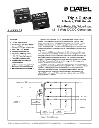 TWR-5/1000-15/250-D48A datasheet: 1000mA 12-15W, triple output DC/DC converter TWR-5/1000-15/250-D48A