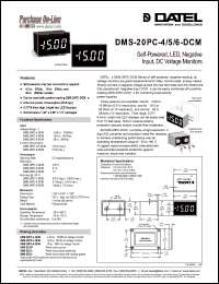 DMS-20PC-4-DCM datasheet: Self-powered, LED, negative input, DC voltage monitor DMS-20PC-4-DCM