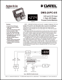 DMS-20PC-0/5-24RL datasheet: 5V 3 1/2 digit, LED display process control monitor DMS-20PC-0/5-24RL