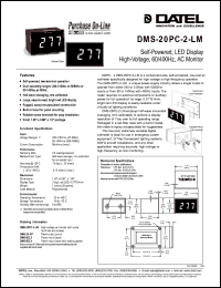DMS-20PC-2-LM datasheet: Self-powered, LED display high-voltage, 60/400Hz,  AC monitor DMS-20PC-2-LM