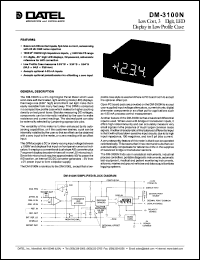 DM-3100N-1 datasheet: Low-cost, 3 1/2 digit LED display in low profile case DM-3100N-1
