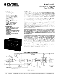 DM-3100B-1 datasheet: AC-powered, 3 1/2 digit LED digital panel meter DM-3100B-1