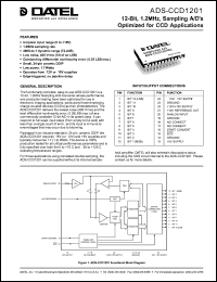 ADS-CCD1201MC datasheet: 12-bit, 1.2MHz, sampling A/D optimized for CCD application ADS-CCD1201MC