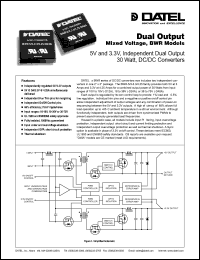 BWR-5/3-3.3/4.25-D12AN datasheet: 5V and 3.3V, 30W, dual output,mixed voltage DC/DC converter BWR-5/3-3.3/4.25-D12AN