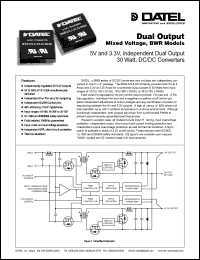 BWR-5/3-3.3/4.25-D12AS datasheet: 5V and 3.3V, 30W, dual output,mixed voltage DC/DC converter BWR-5/3-3.3/4.25-D12AS