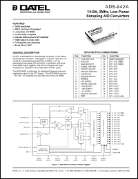 ADS-942AME datasheet: 14-Bit, 2MHz,  low-power sampling  A/D converter ADS-942AME