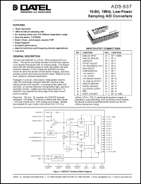 ADS-937MC datasheet: 16-Bit, 1MHz, low-power sampling  A/D converter ADS-937MC