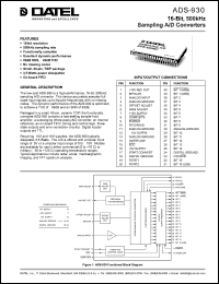 ADS-930MC datasheet: 16-Bit,500kHz,  sampling  A/D converter ADS-930MC