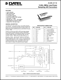 ADS-919GM datasheet: 14-Bit,2MHz, low-power sampling  A/D converter ADS-919GM