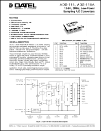 ADS-B118 datasheet: 12-Bit, 5MHz, low-power sampling  A/D converter ADS-B118