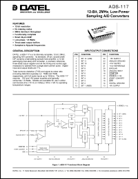 ADS-117MM datasheet: 12-Bit, 2MHz, low-power sampling  A/D converter ADS-117MM