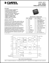 ADC-321 datasheet: 8-Bit, 50 MHz, video  A/D converter ADC-321