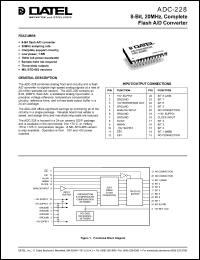ADC-228MM datasheet: 8-Bit, 20 MHz, complete flash A/D converter ADC-228MM