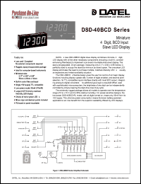 DMS-40BCD-GS datasheet: Miniature 4 1/2 digit, BCD input slave LED display DMS-40BCD-GS