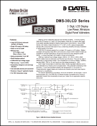 DMS-30LCD-3-9B datasheet: 200V  3 1/2 digit, LCD display low-power, miniature digital panel voltmeter DMS-30LCD-3-9B