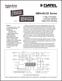 DMS-40LCD-1/2-5 datasheet: 2V/20V  4 1/2 digit, LCD display low-power, miniature digital panel voltmeter DMS-40LCD-1/2-5
