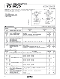 TG16C40 datasheet: 400V triac (isolated type) TG16C40