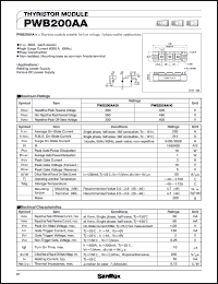 PWB200A30 datasheet: 300V Thyristor module (non-isolated type) PWB200A30