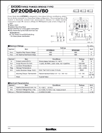DF20DB80 datasheet: 400V diode (three phase bridge type) DF20DB80
