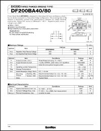 DF200BA40 datasheet: 400V diode (three phase bridge type) DF200BA40